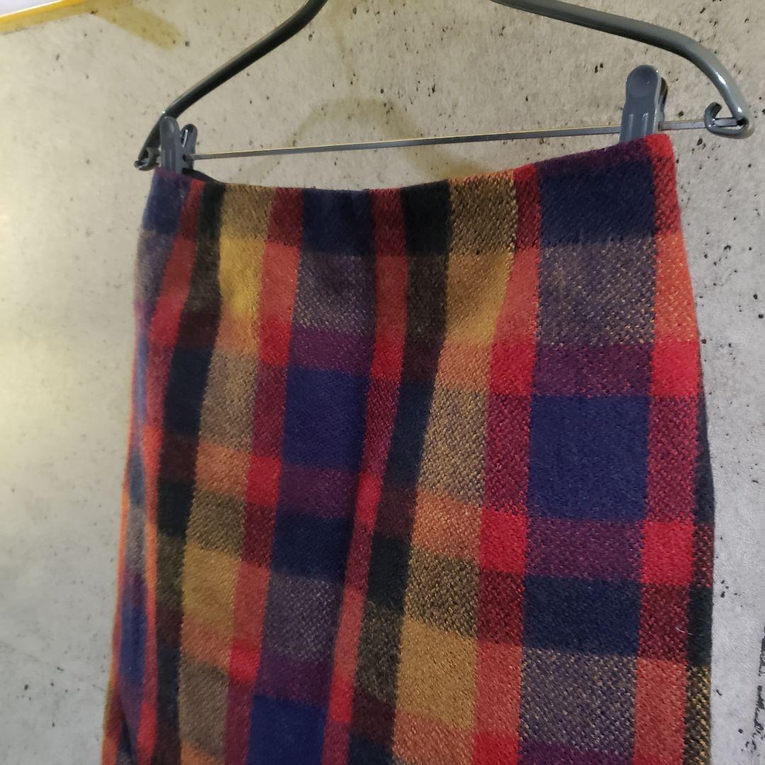 PRADA チェック柄 ミディアム バージンウール スカート カジュアル プラダ