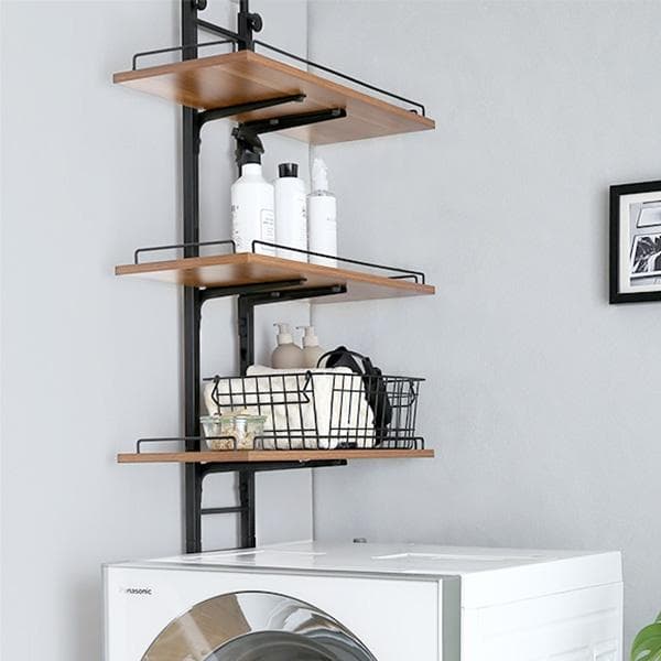 売れてます！！突っ張り ランドリーラック 洗濯機ラック【シャビ―オーク】