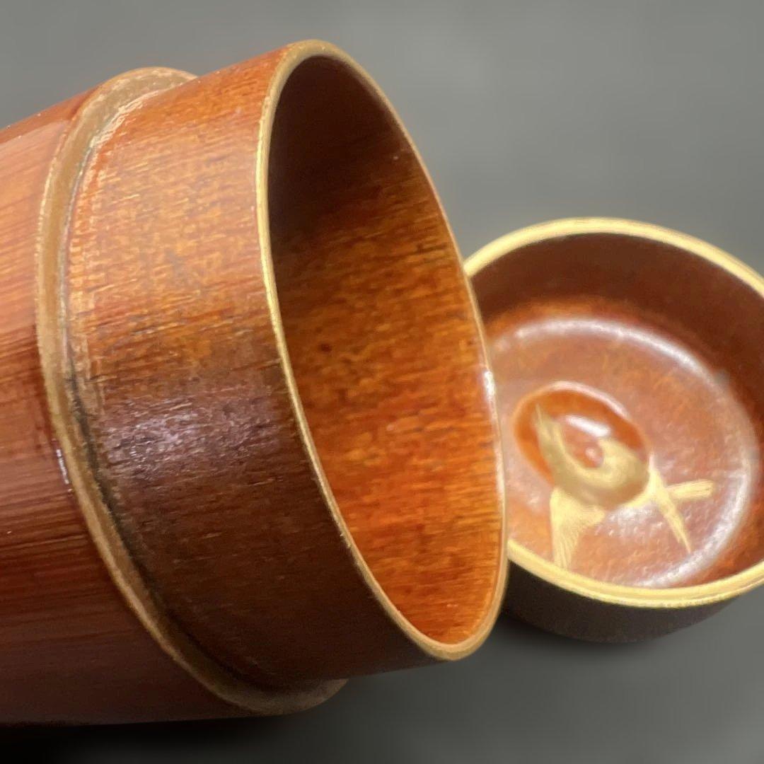 蒔絵 竹立棗 見返時鳥 金彩 漆工芸 共箱 茶道具 伝統工芸