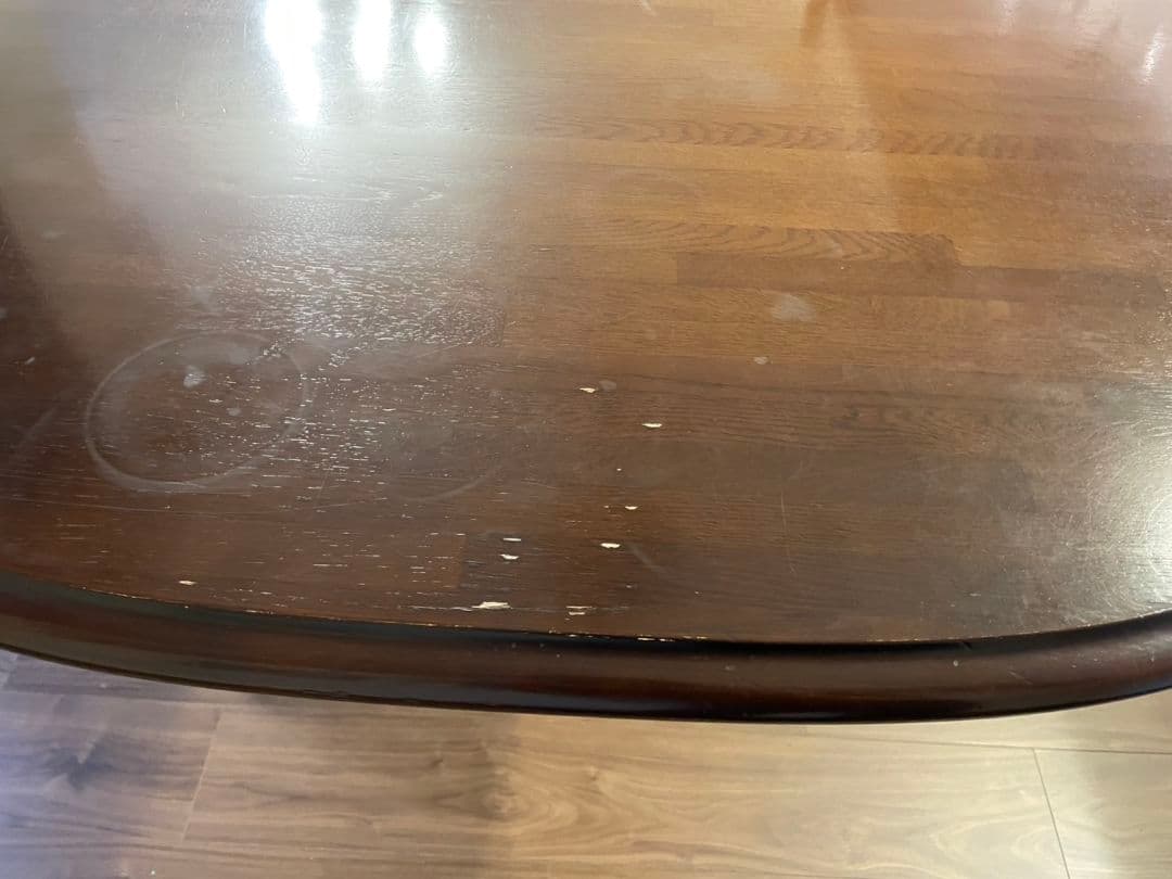 【飛騨家具】キツツキ　木製 楕円形 伸縮式テーブル