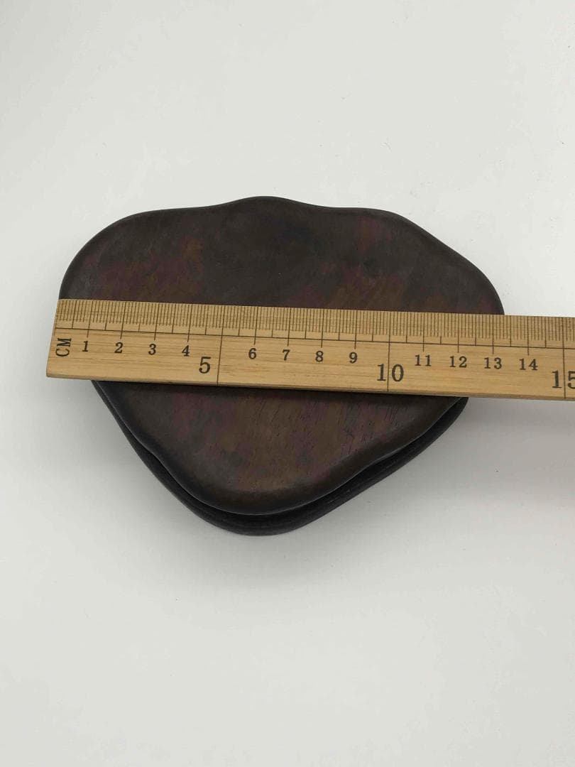 古端渓硯 清時代 蓮型硯 唐木蓋付き 極上品 時代物 初出し物(