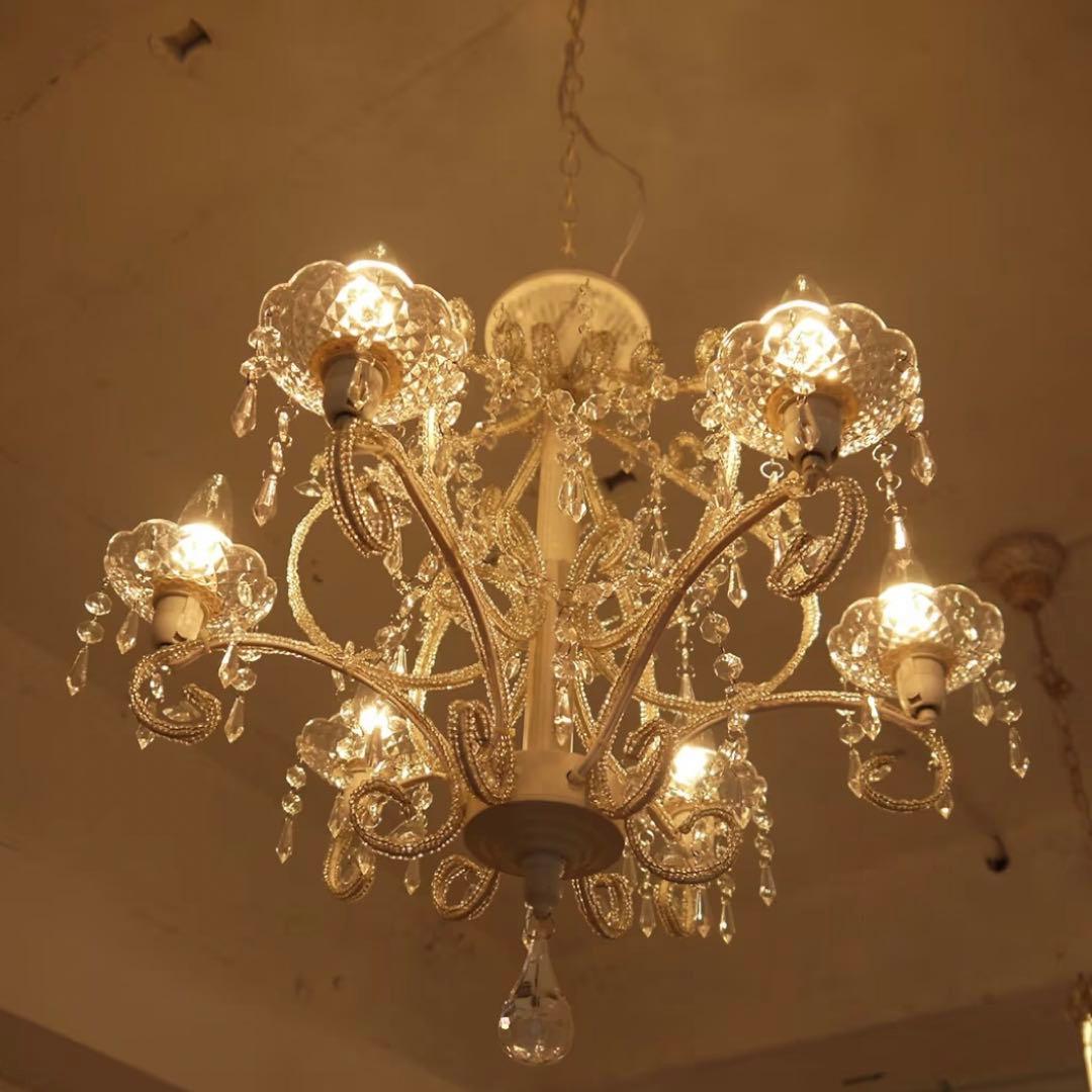 秋月貿易 シャンデリア ジュエル 天井照明 6灯式 簡単取り付け 軽量