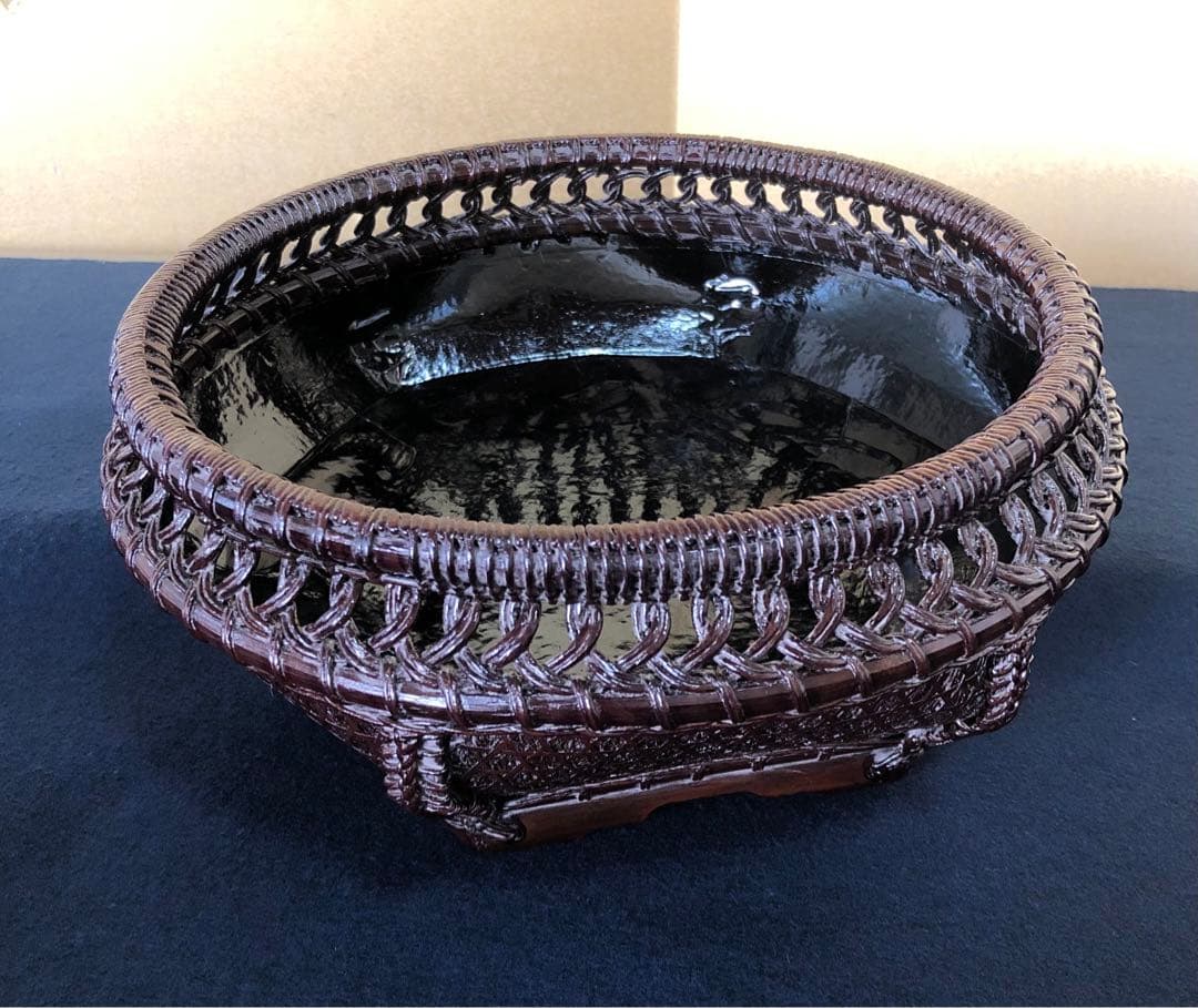 割引❗️《レ》茶道具 唐物 棕櫚入 炭斗 和田鱗司作 共箱　251125え6