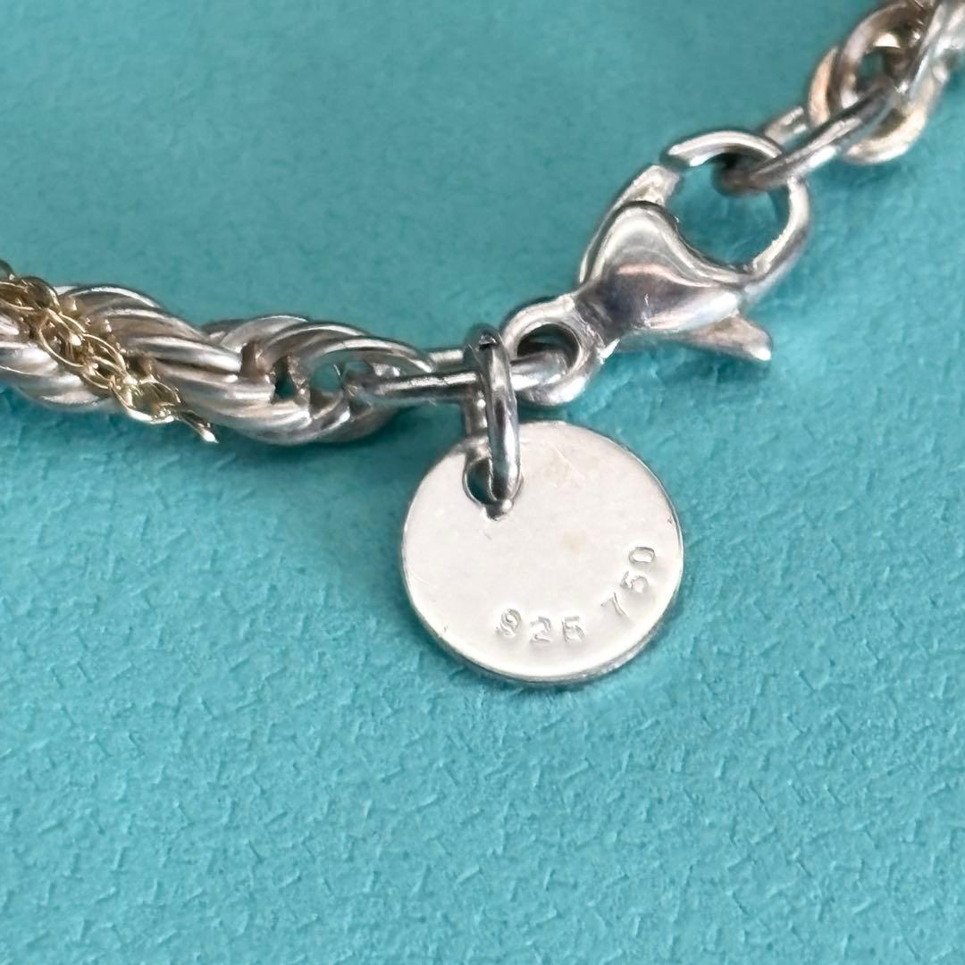 極美品 ティファニー コンビ ツイスト ロープ ブレスレット 750 925