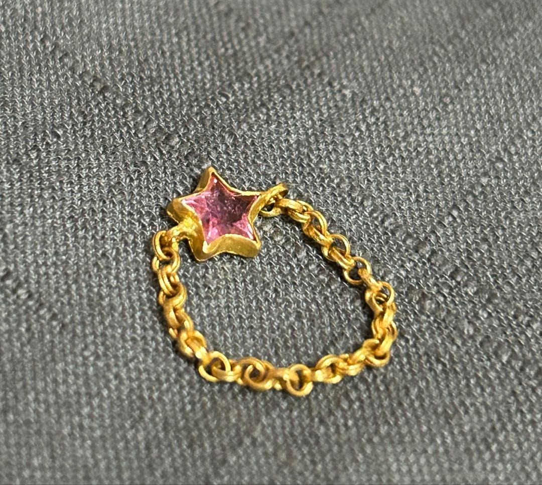 マリーエレーヌドゥタイヤック　22K ピンクトルマリン　チェーンリング　指輪　星