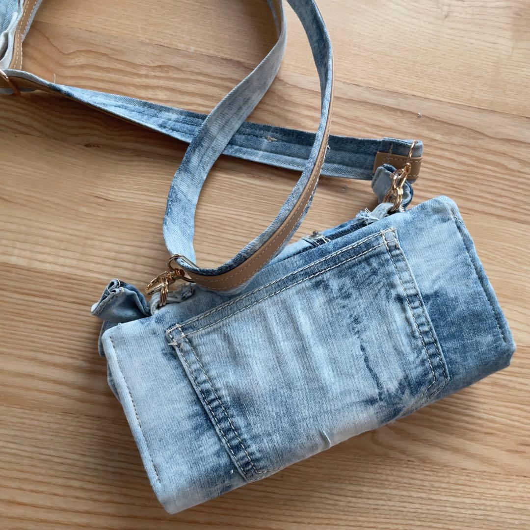 デニム リメイク フリルウォレット ショルダー 2点セット