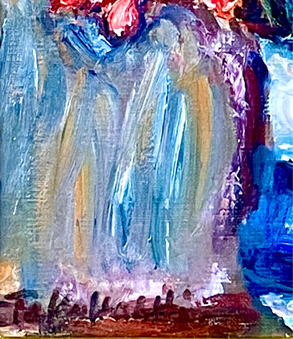 高橋惟一　真作 「花」油彩3号　スイスで活躍　評価1号23万円　古径製額縁