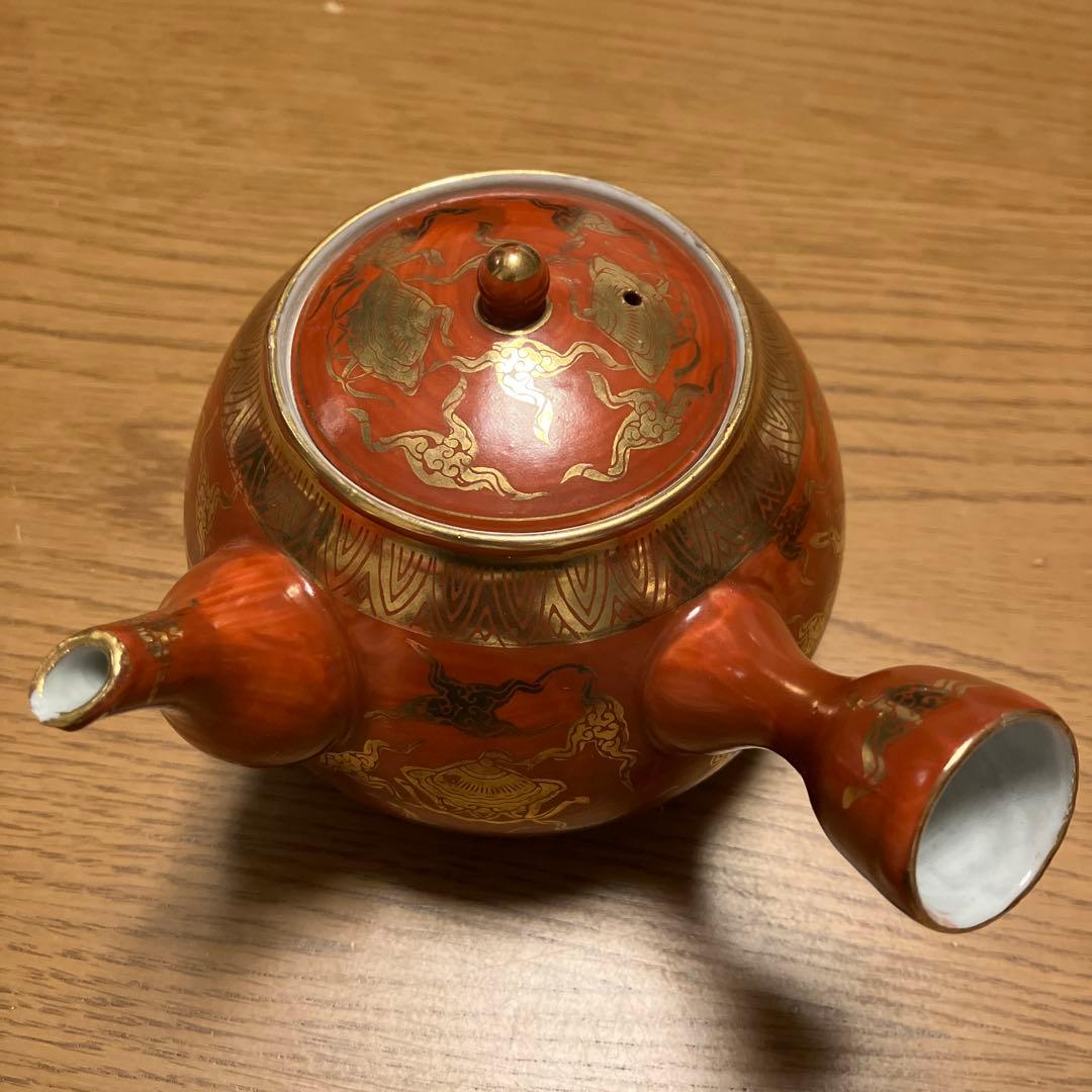 和製アンティーク 九谷赤地金彩急須 湯呑5個 セット - メルカリ