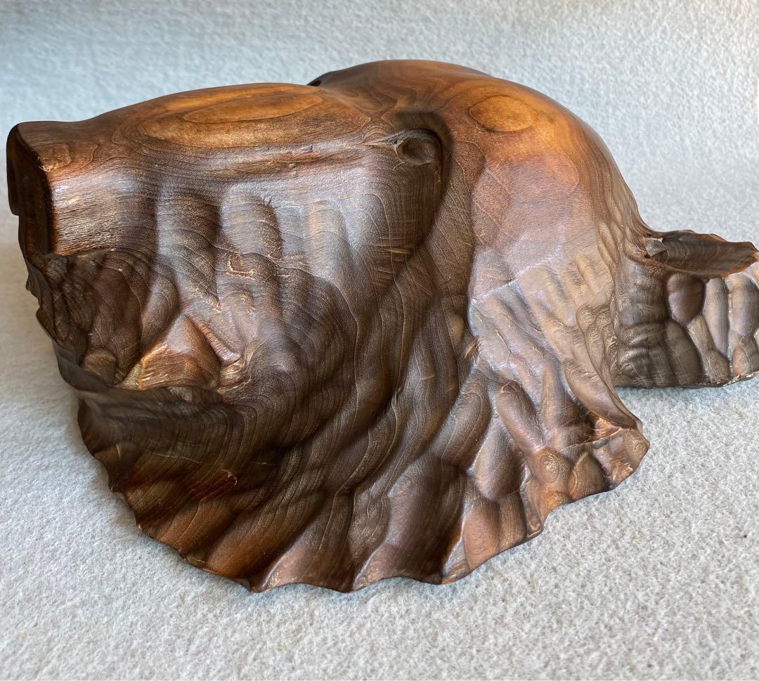 木彫り／壁掛け】熊の顔・面（作家もの） - メルカリ