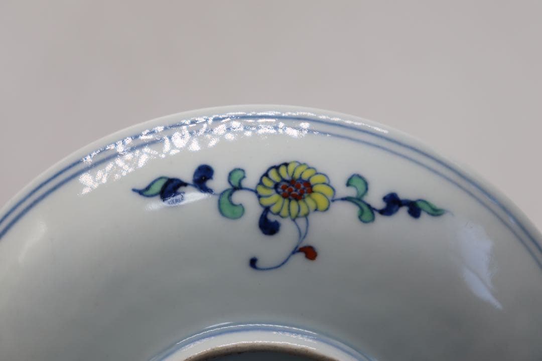 中国　とう彩　蓮&魚紋皿　大明成化年製銘　送料込み1124