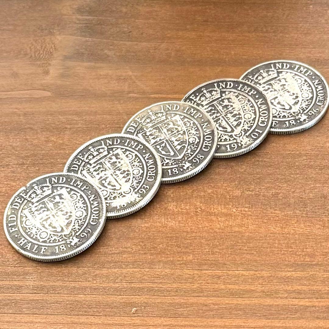 ハーフクラウン銀貨　ヴィクトリア　5枚セット