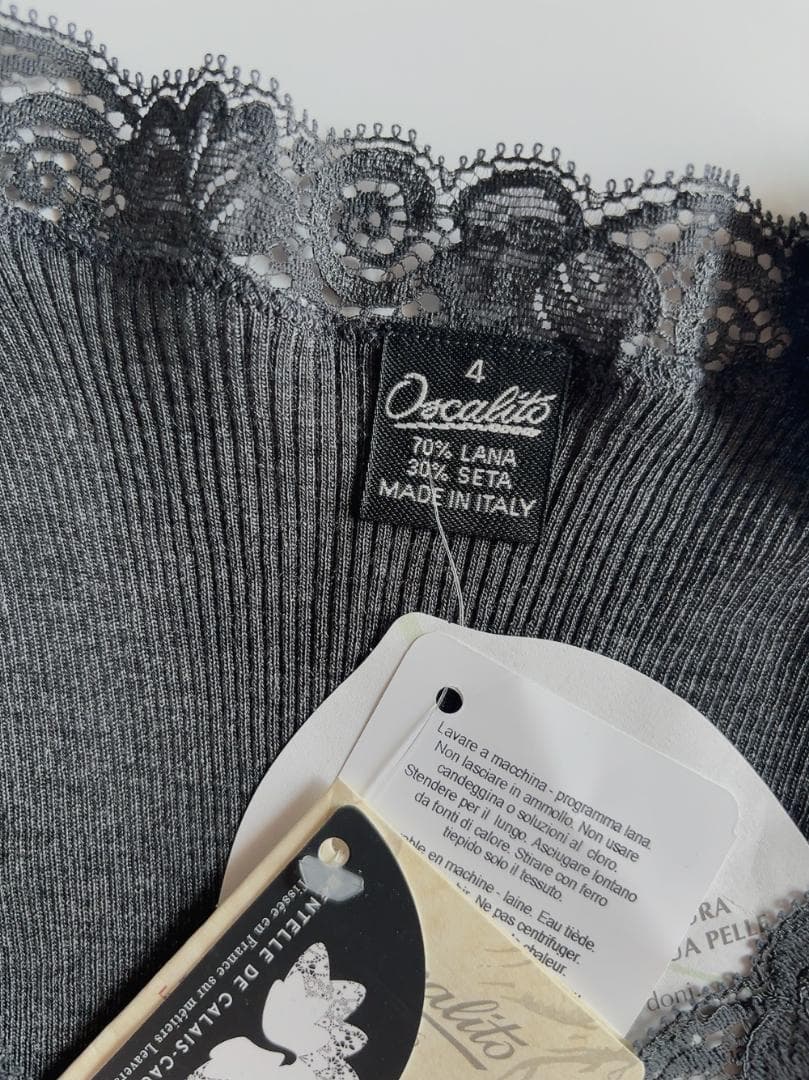 L（4）☆Oscalito　オスカリート　レース付きタンクトップ　シルク混ウール