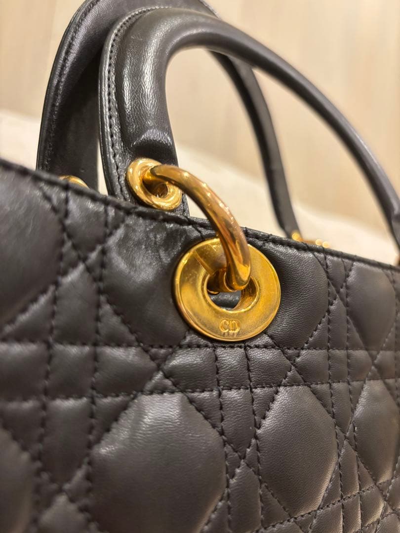 クリスチャンディオール レディディオール ハンドバッグ カナージュ 黒