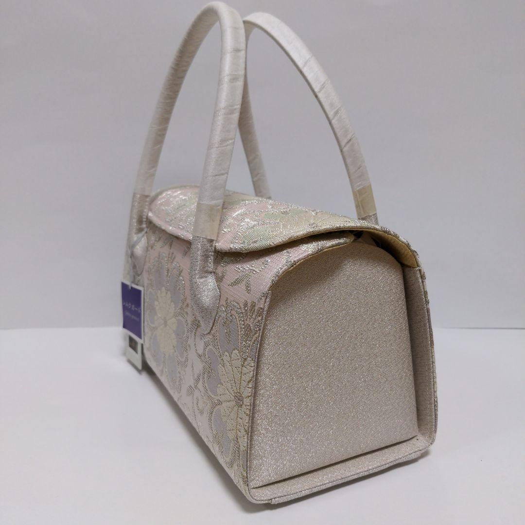 和装バッグ　かぶせ　七宝つなぎ　シルバー　利休バック　ガード加工済　衿秀　和想庵