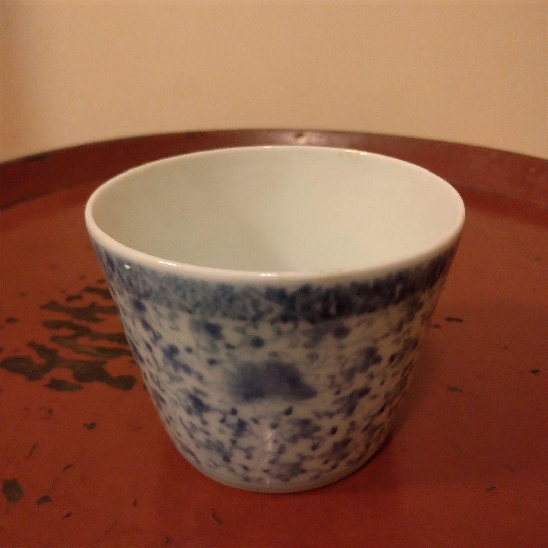 古伊万里　江戸中期 花唐草文　そば猪口