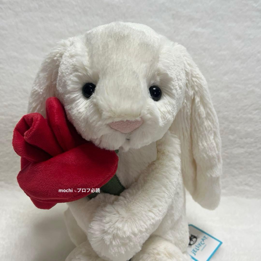  Cream Bunny With Rose うさぎ ぬいぐるみ