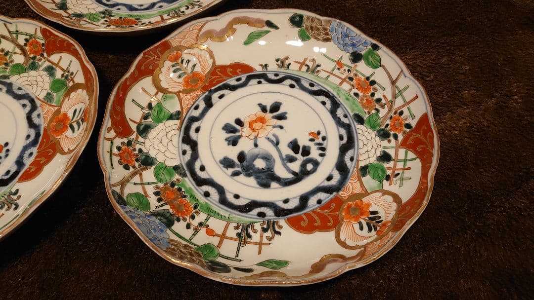 大聖寺伊万里　古伊万里　伊万里　中皿　7寸皿　蔵出し　3客