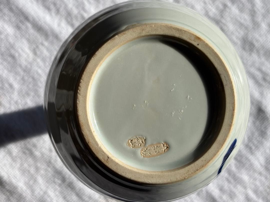 砥部焼　寿山　染付草花文　徳利　 花瓶　アンティーク小物