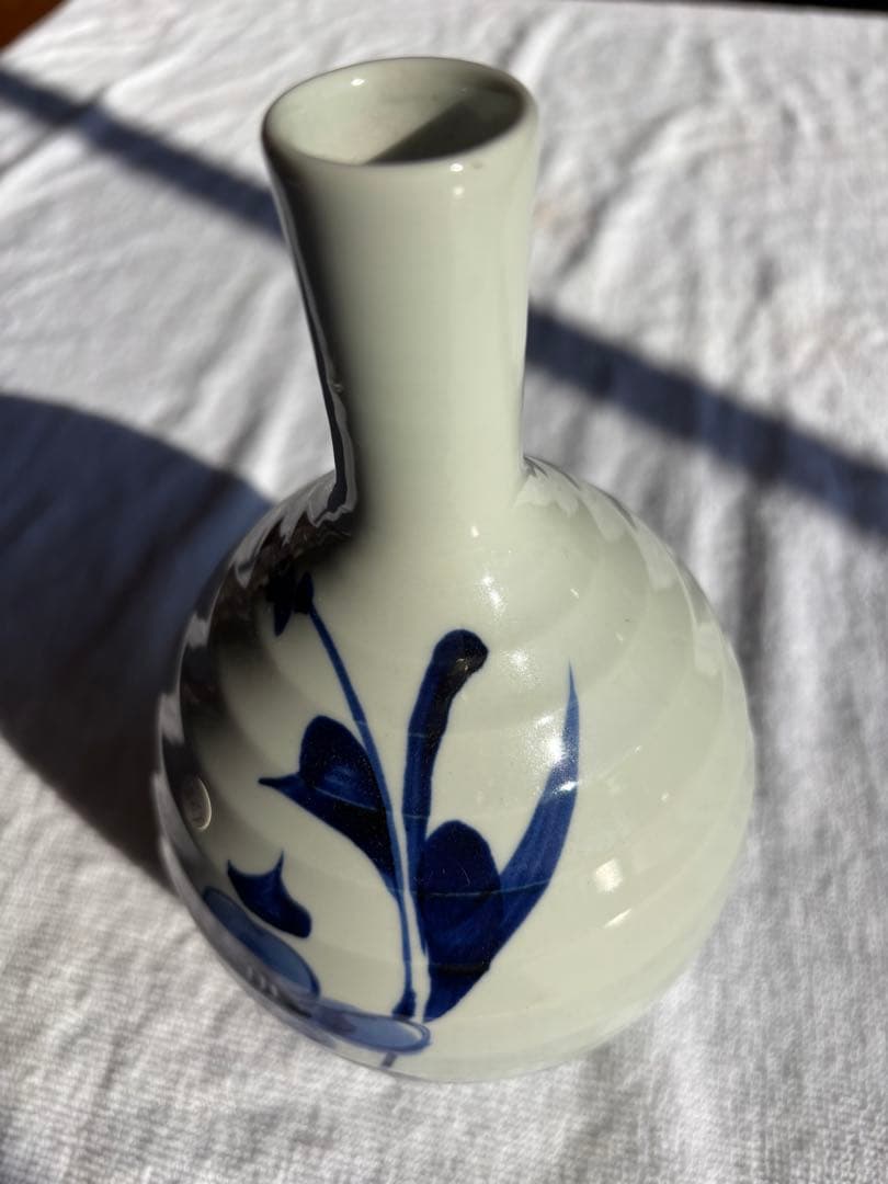 砥部焼　寿山　染付草花文　徳利　 花瓶　アンティーク小物