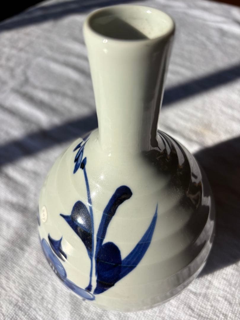 砥部焼　寿山　染付草花文　徳利　 花瓶　アンティーク小物