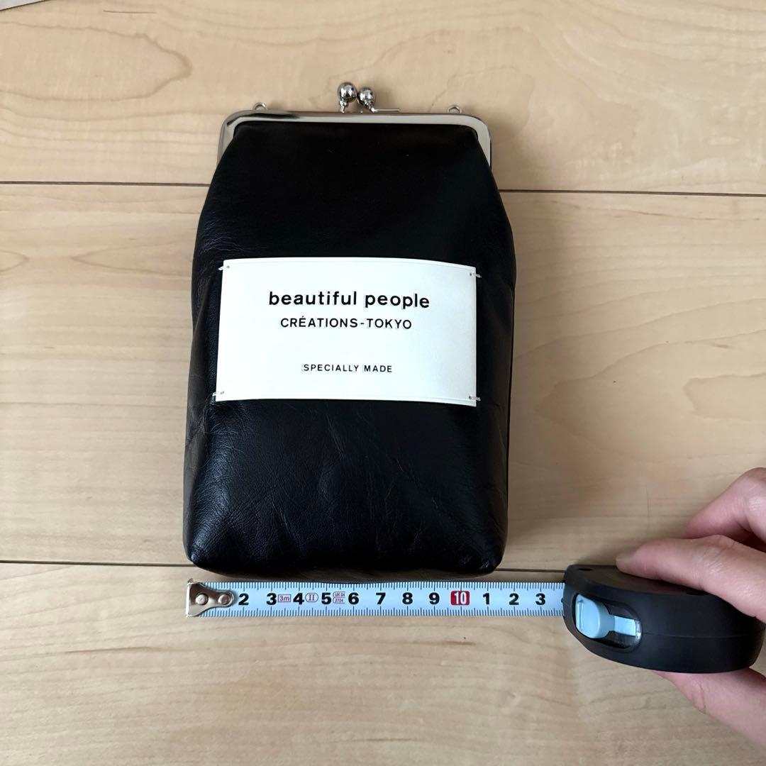 beautiful people がま口 黒 ミニショルダー