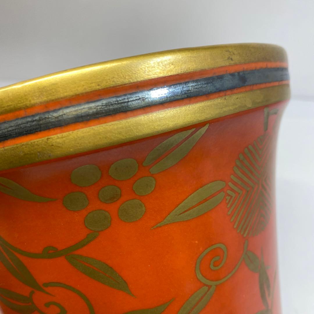 専用 森里陶楽 赤地金蘭松竹梅水指 共箱直径17.5㎝ 東