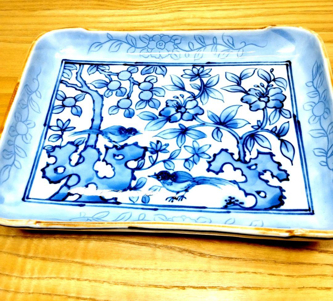 ☆ 加藤利昌 清水焼 染付角皿