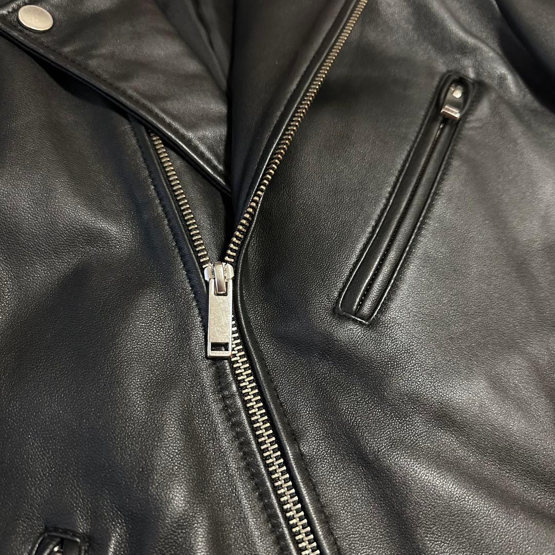 美品 666 ライダースジャケット カウレザー キルティング 黒 極暖 日本