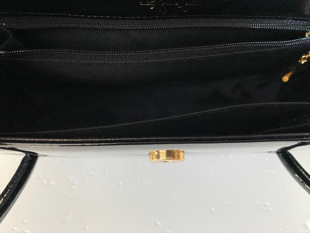 銀座かねまつ　ブラック　エナメル　フォーマル　パーティー　バッグ