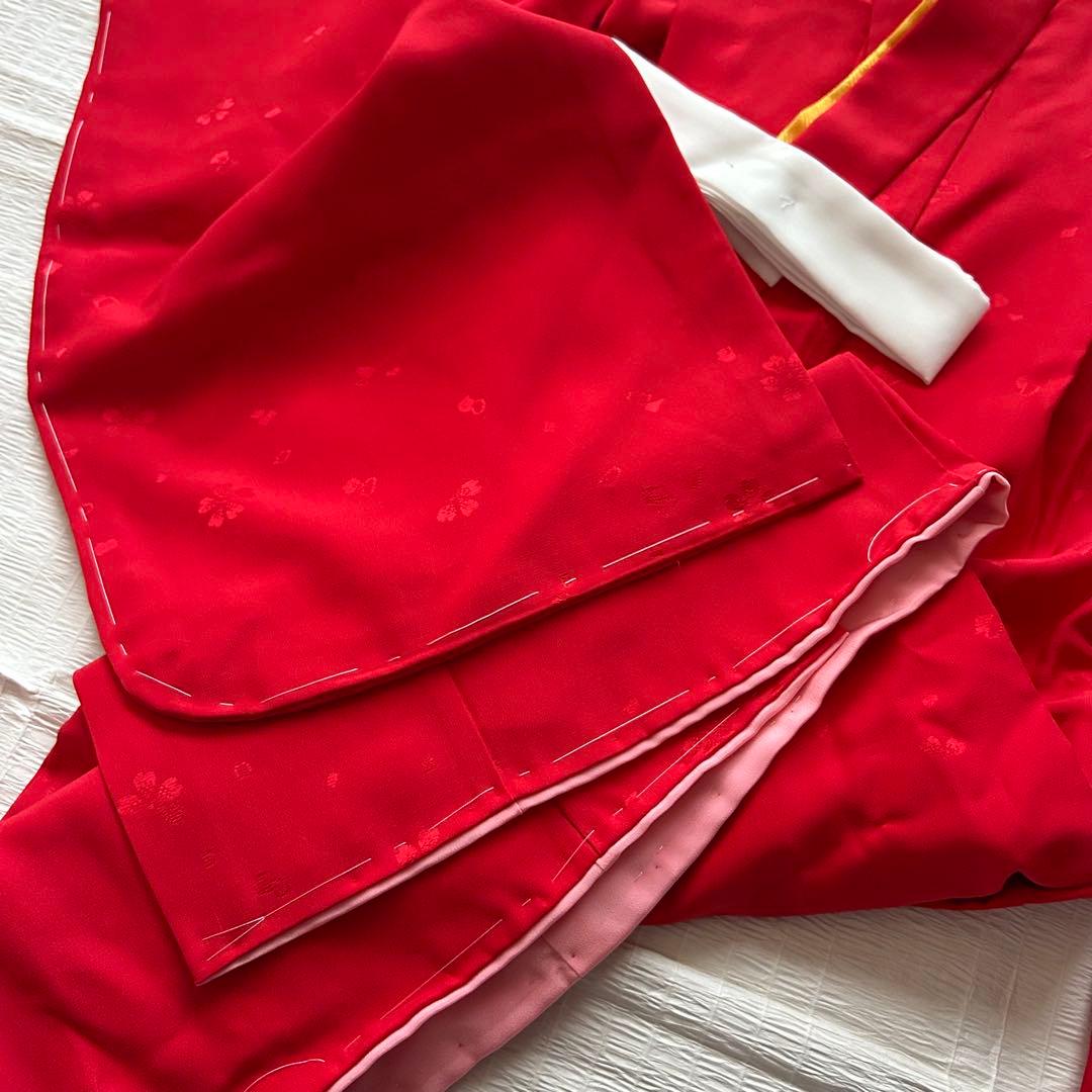 未使用品 七五三 3歳 着物 赤 総絞り 753 絹 被布 三歳 赤 草履 巾着