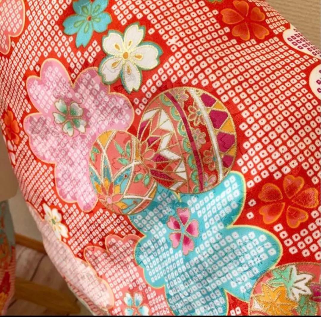 【白×ピンク絞り風】七五三 3歳 着物　被布コート12点セット　女の子　千歳飴