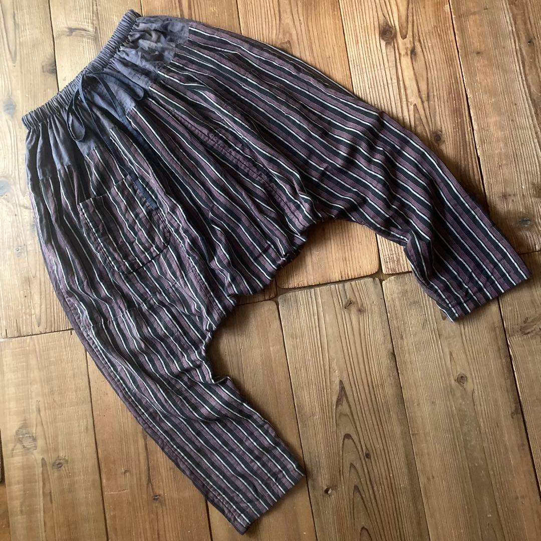 古布リメイク 風呂敷 縞木綿 ピエロもんぺ サルエル モンキーパンツ