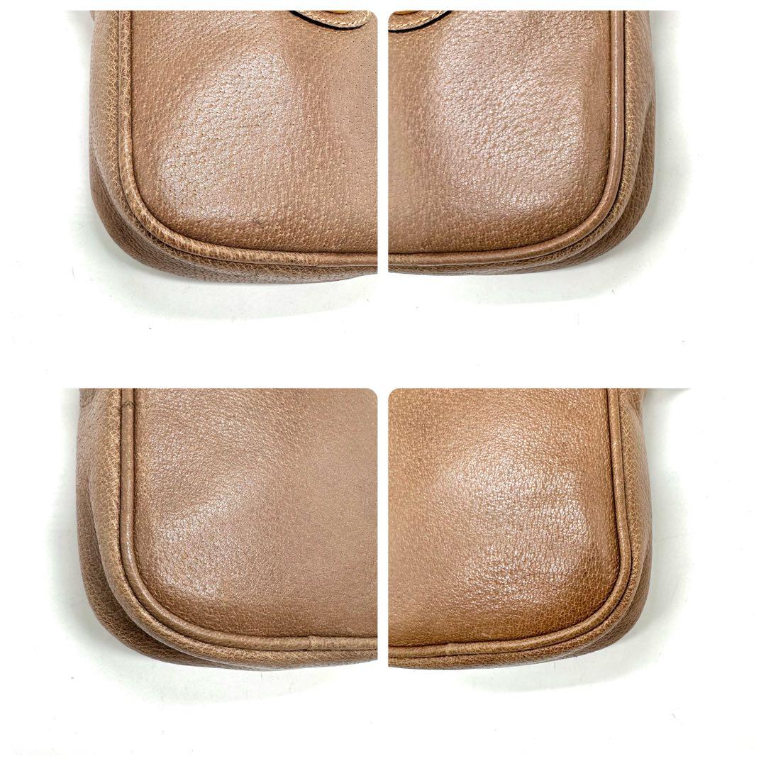 美品 OLD GUCCI ショルダーバッグ インターロッキング ヒステリア 茶