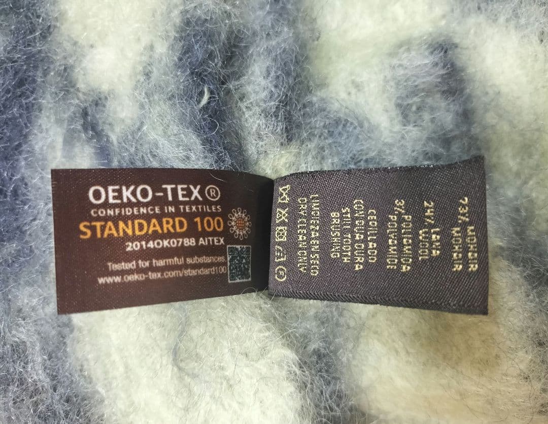 タグ付き未使用品 マンタスエスカライ モヘヤマフラー 千鳥格子