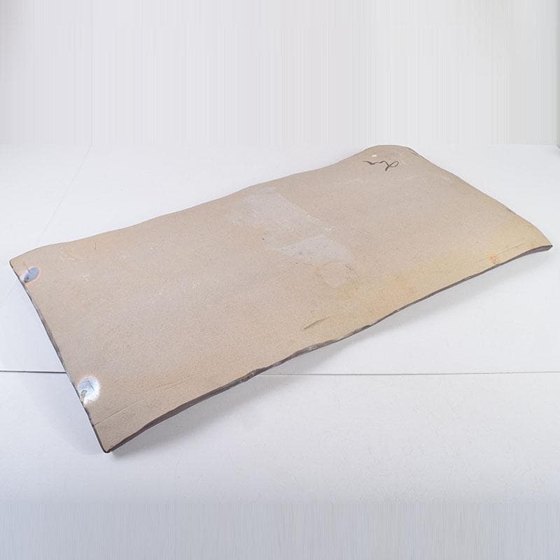 益子焼 堀越美紀作 自然釉 秋桜文 長皿 共箱 N 8681D