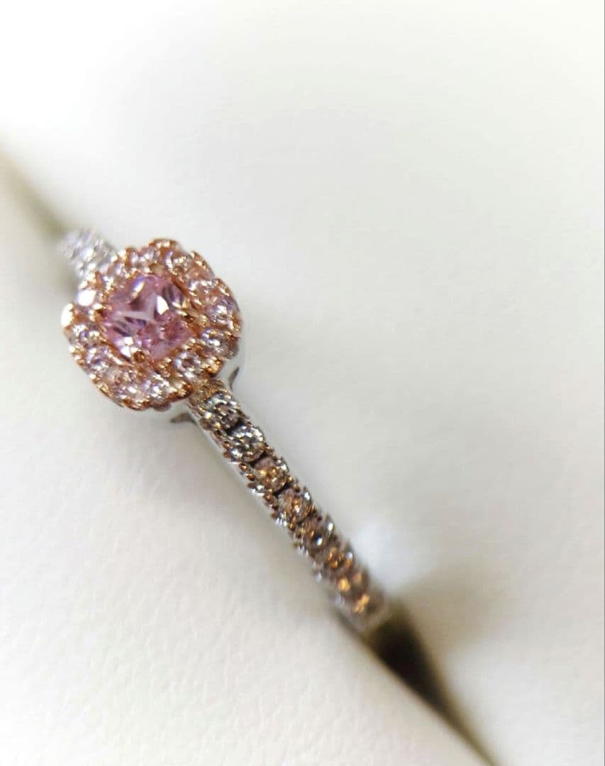 1582 高級 sona ダイヤモンド リング ピンク スクウェア シルバー