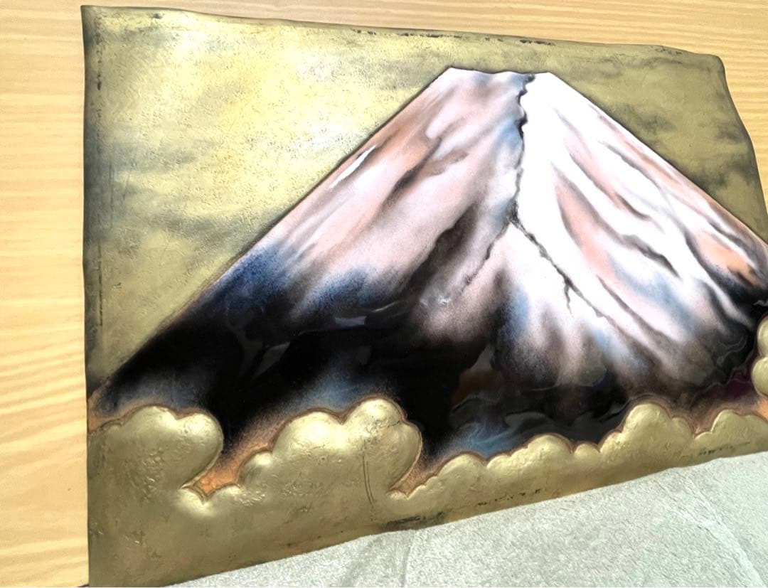 希少 富士山アート メタル陶板レリーフ