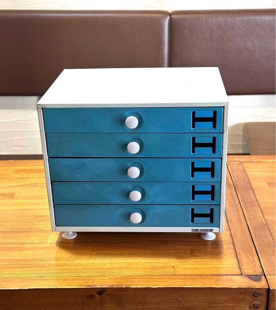 レトロポップ スチールキャビネット レターケース 引き出し 脚付き 書類棚