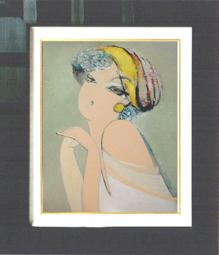 油絵 菅家令子 絵 絵画 インテリア 額付(白) F6-082811 人物 女性