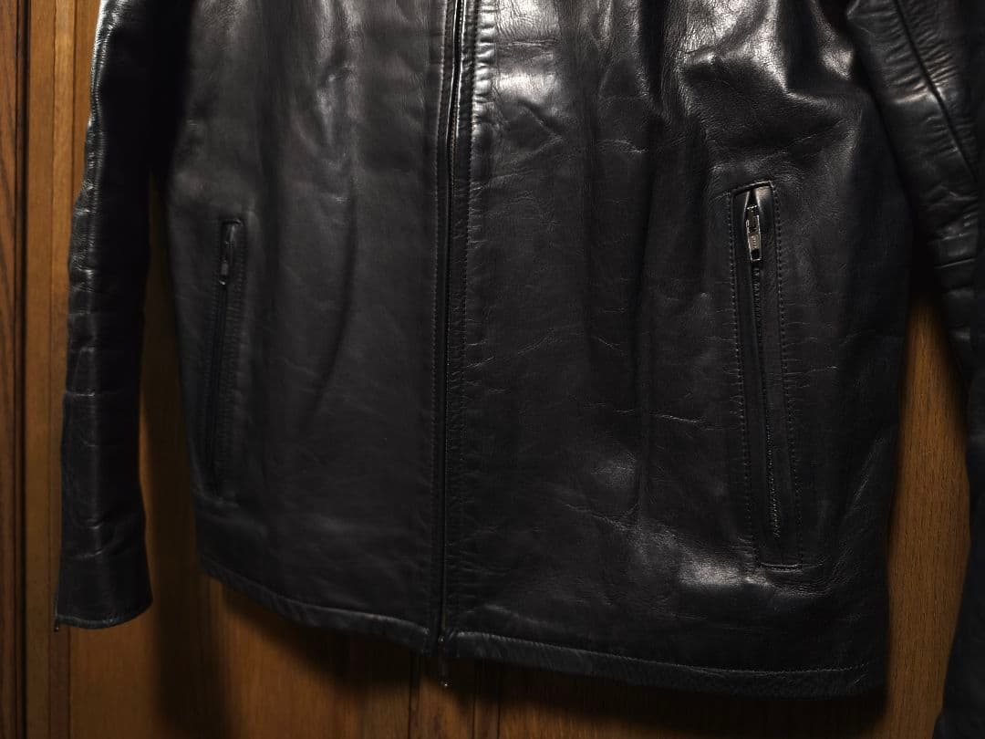 ラウンジリザード ハイネック カウレザージャケット サイズ3 ブラック