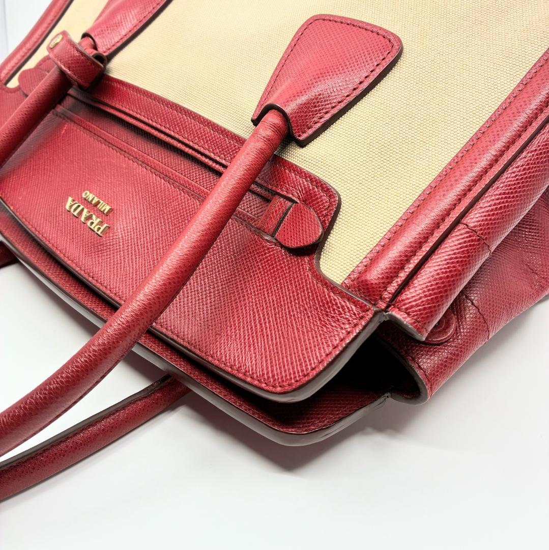 PRADA プラダ 赤 レッド サフィアーノ ハンドバッグ A1350A1