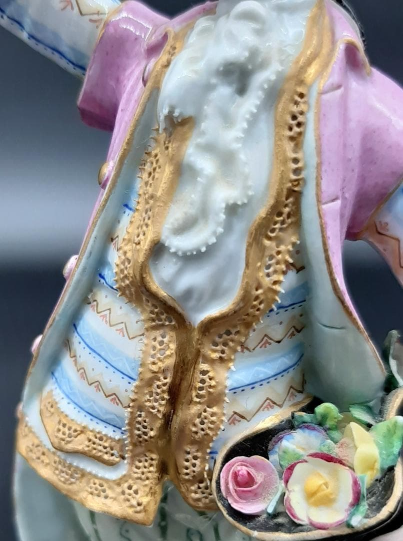 美品古マイセン／アシエ1768年『花摘みの男』大型フィギュリン美品1級