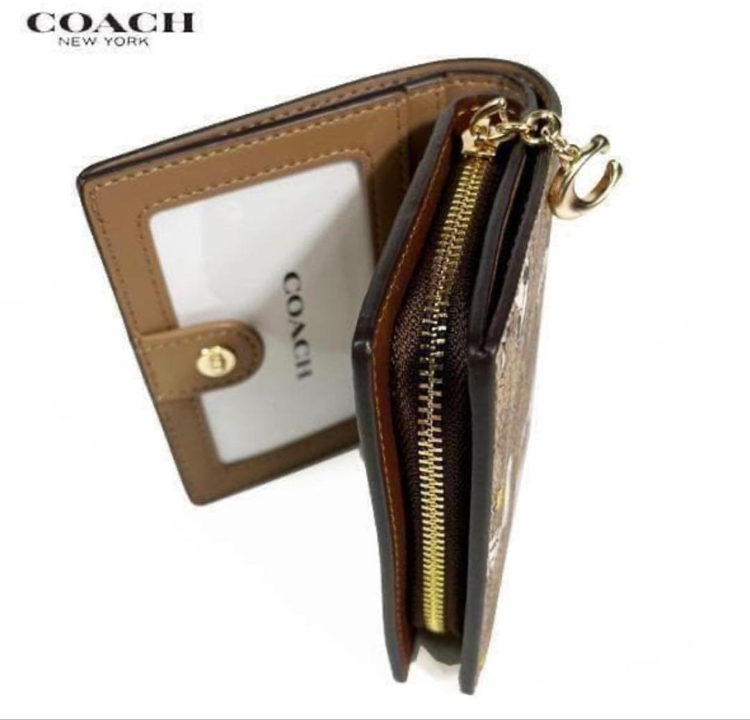 COACHコーチ ×スヌーピーコラボシグネチャースナップ二つ折り財布