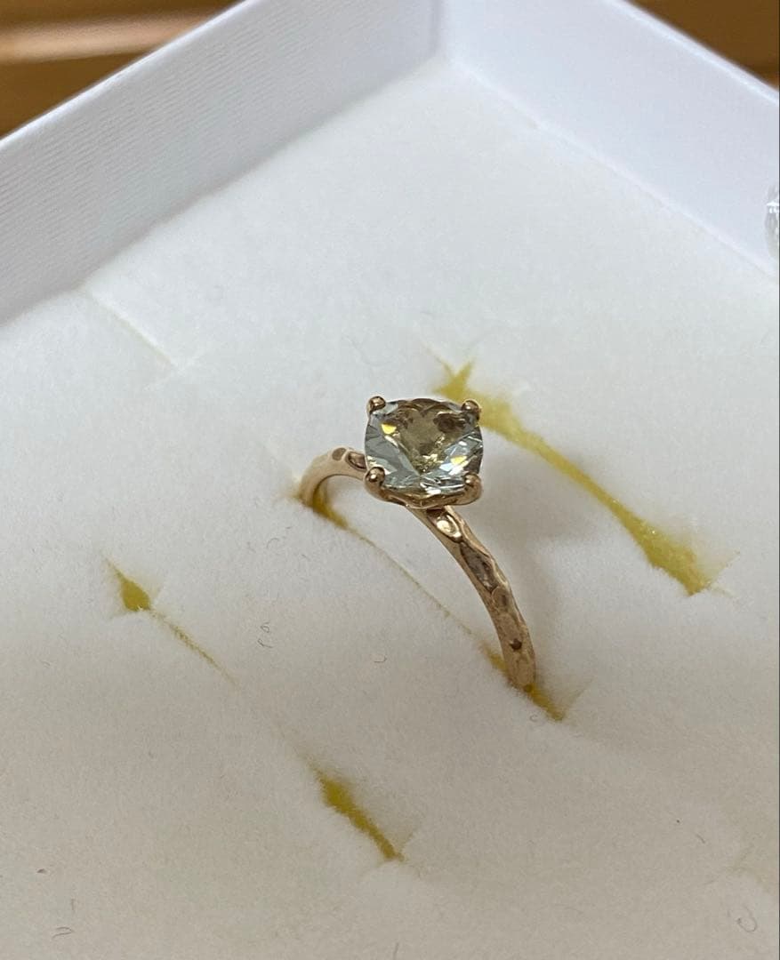 ☆極美品☆ジュエリーツツミ グリーンアメジストリング YG K10 8号