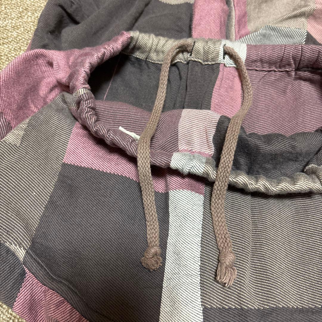 tamaki niime サルエルパンツ　ウエストゴム　ピンクチェック