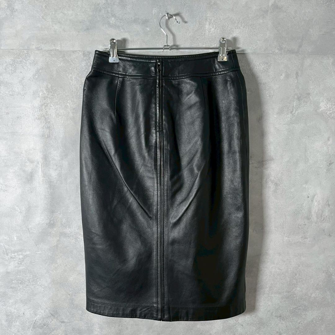 DKNY ダナキャラン 本革 ラムレザー タイト スカート N1249