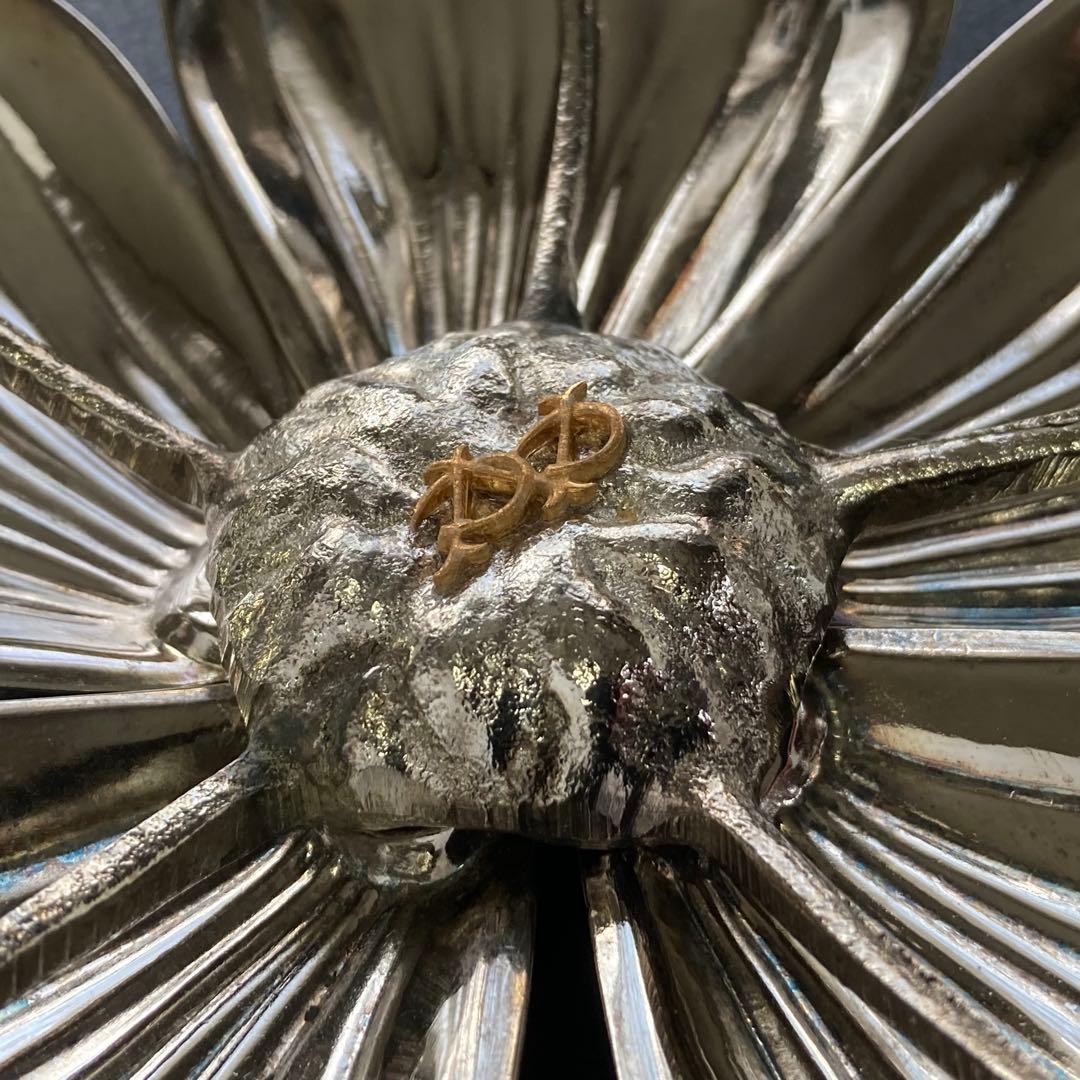 花びら トレイ プレート 小物置き 灰皿 置物 金属 銀色 レトロ ヴィンテージ