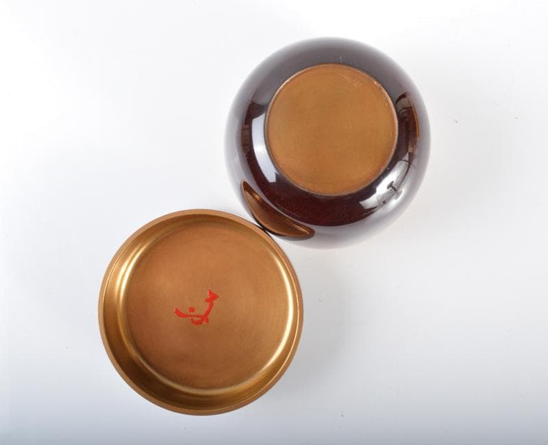 茶道具　前端雅峯作　内金溜　木目大棗　前大徳吉口桂堂極め箱　D　R4264