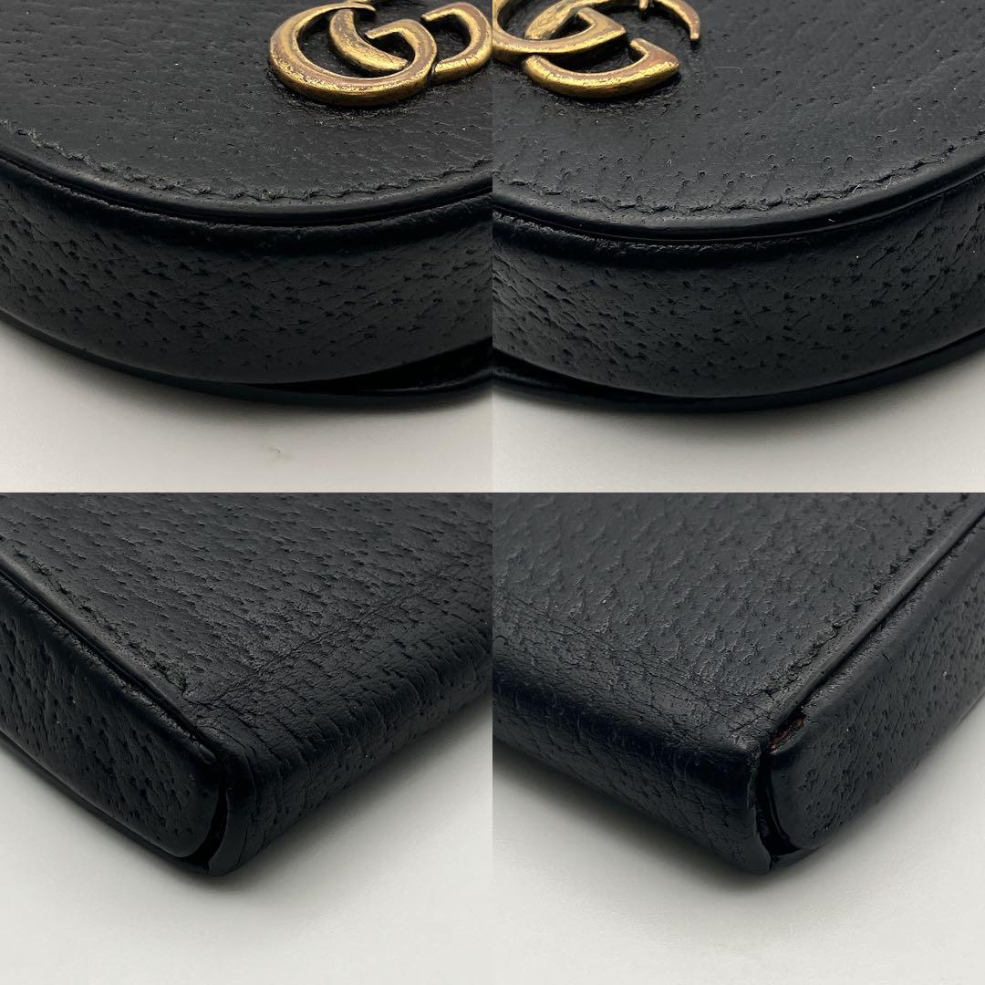 グッチ GGマーモント ケース 450940 馬蹄型 ブラック レザー