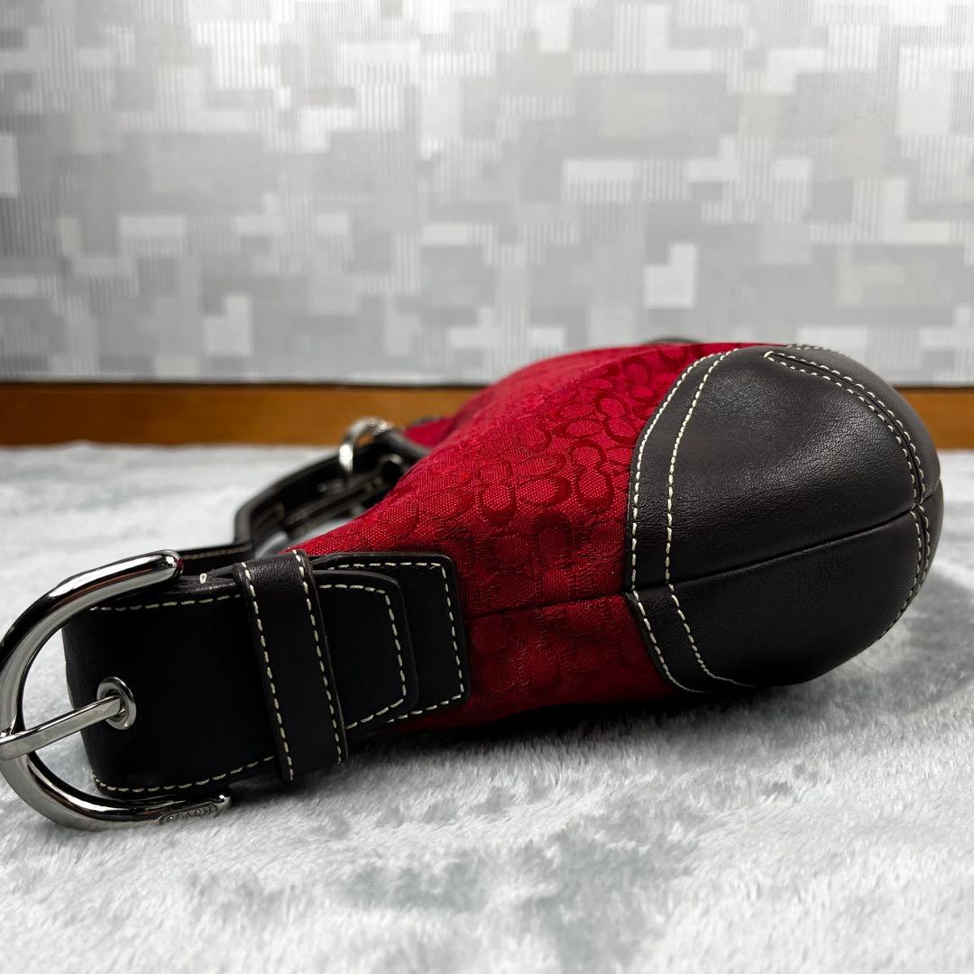 美品 Coach Hobo Hand Bag Signature Red